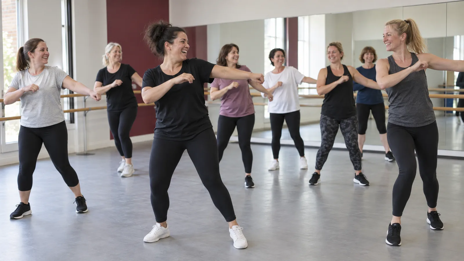 Adults enjoying a relaxed JL Dance Adults class together at JL Dance Academy in Ripley